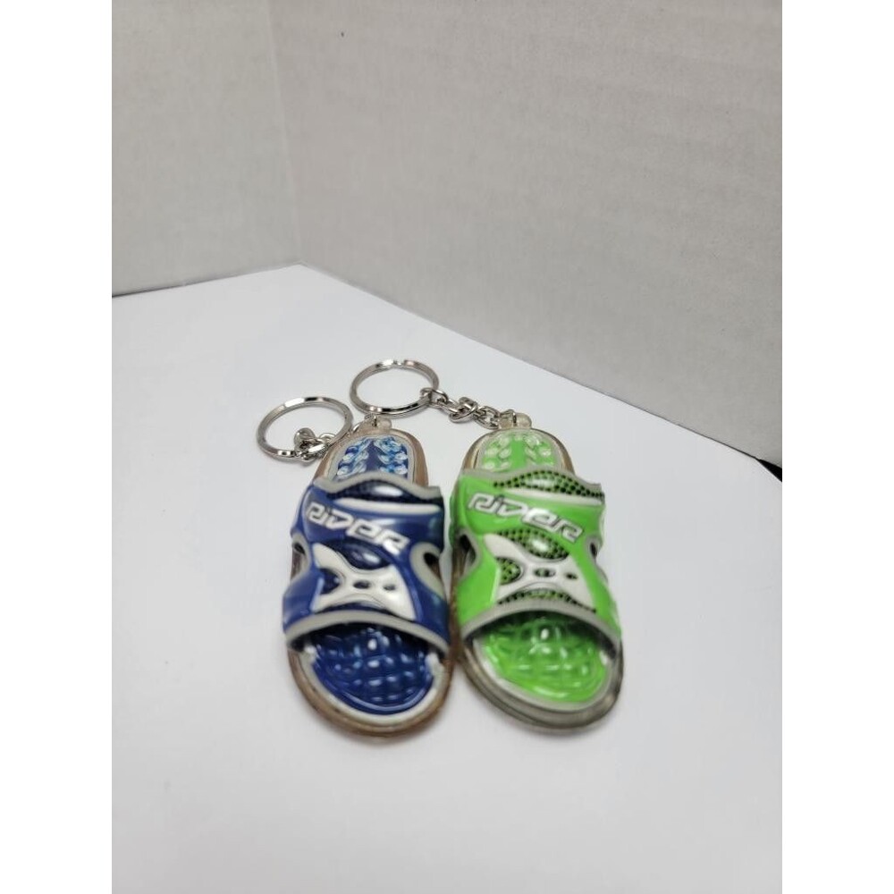 Rider Sandals Keychains Lot of 2 Blue and Green Slide Sandal Keyrings